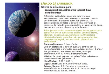 Talleres de astronom�a para pequecient�ficos (BURLADA)